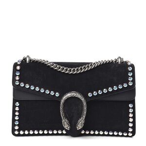 Authentic Large Gucci Black Dionysus Bag with Iridescent Crystals